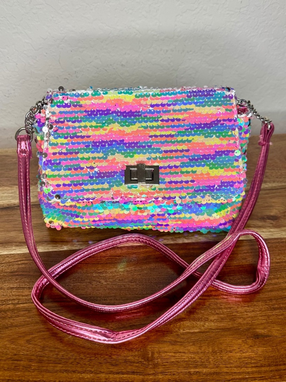 Cat & Jack Rainbow Sequin Flip Crossbody Bag